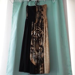 Strapless tiger print dress